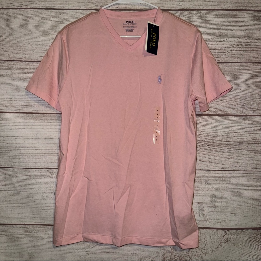 Polo Ralph Lauren Men’s Pink V-Neck Short Sleeve Shirt New